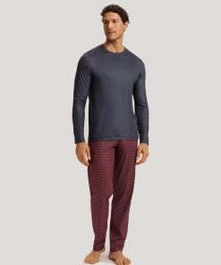 Herre Pysjamas Hanro blå burgunder