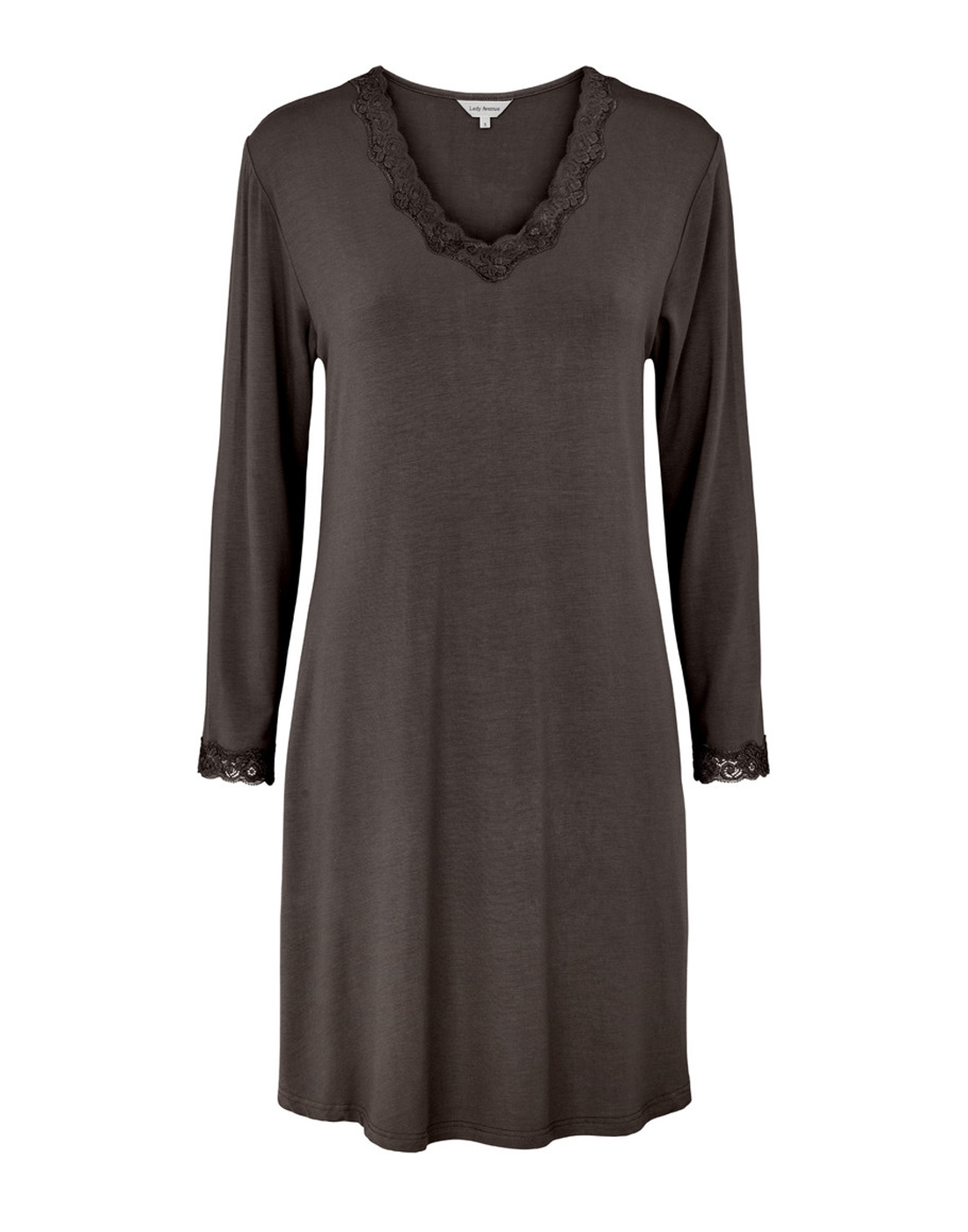 lady avenue bambus nattkjole langermet brun