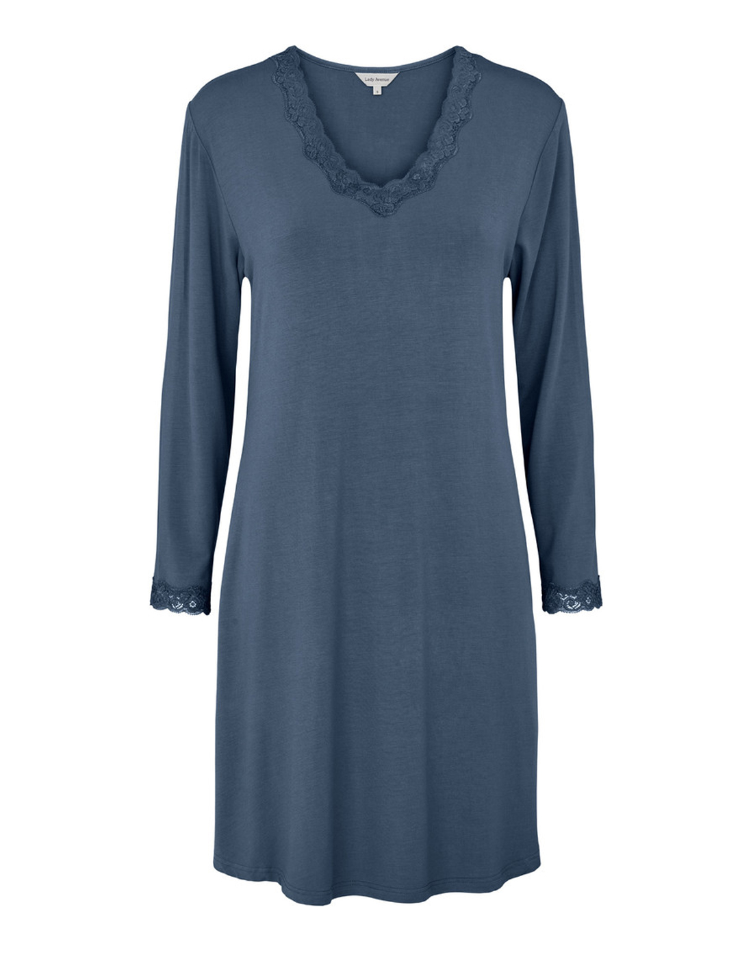 lady avenue bambus nattkjole langermet denim blå