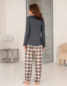 lady avenue pysj rutete flanell charcoal