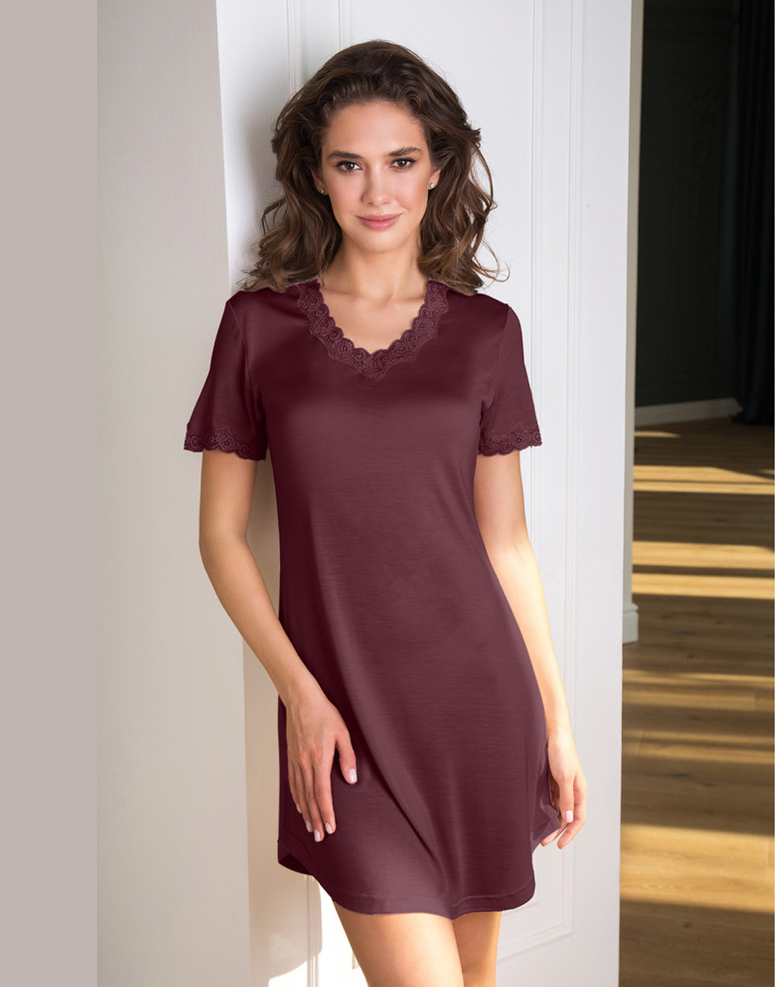lady avenue pure silk nattkjole plum lilla lady avenue silk jersey nattkjole port royale