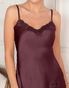 Lady avenue pure silk nattkjole burgunder