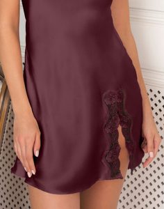 Lady avenue pure silk nattkjole burgunder