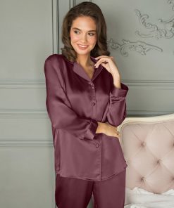 lady avenue pure silk pysjamas burgunder