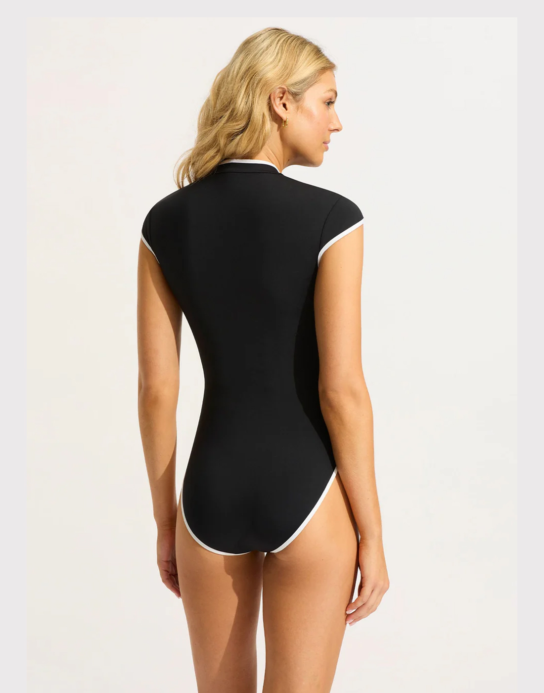 seafolly collective cap sleeve badedrakt black