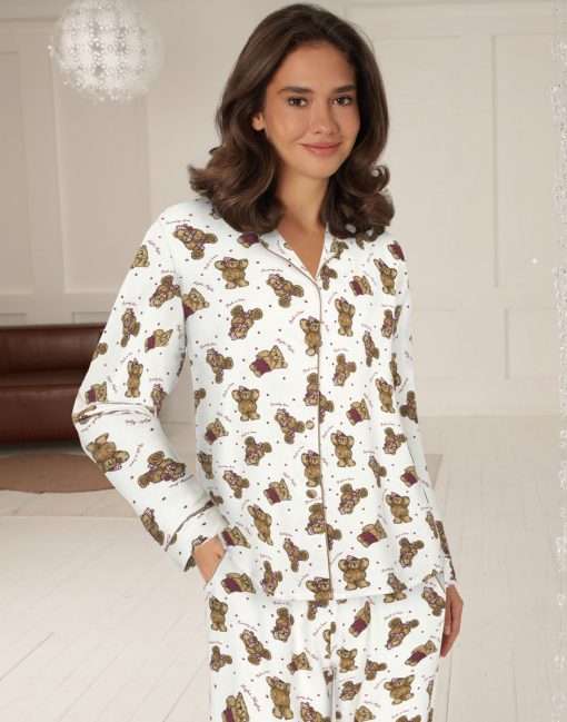 lady avenue flanell pysjamas teddybjørn