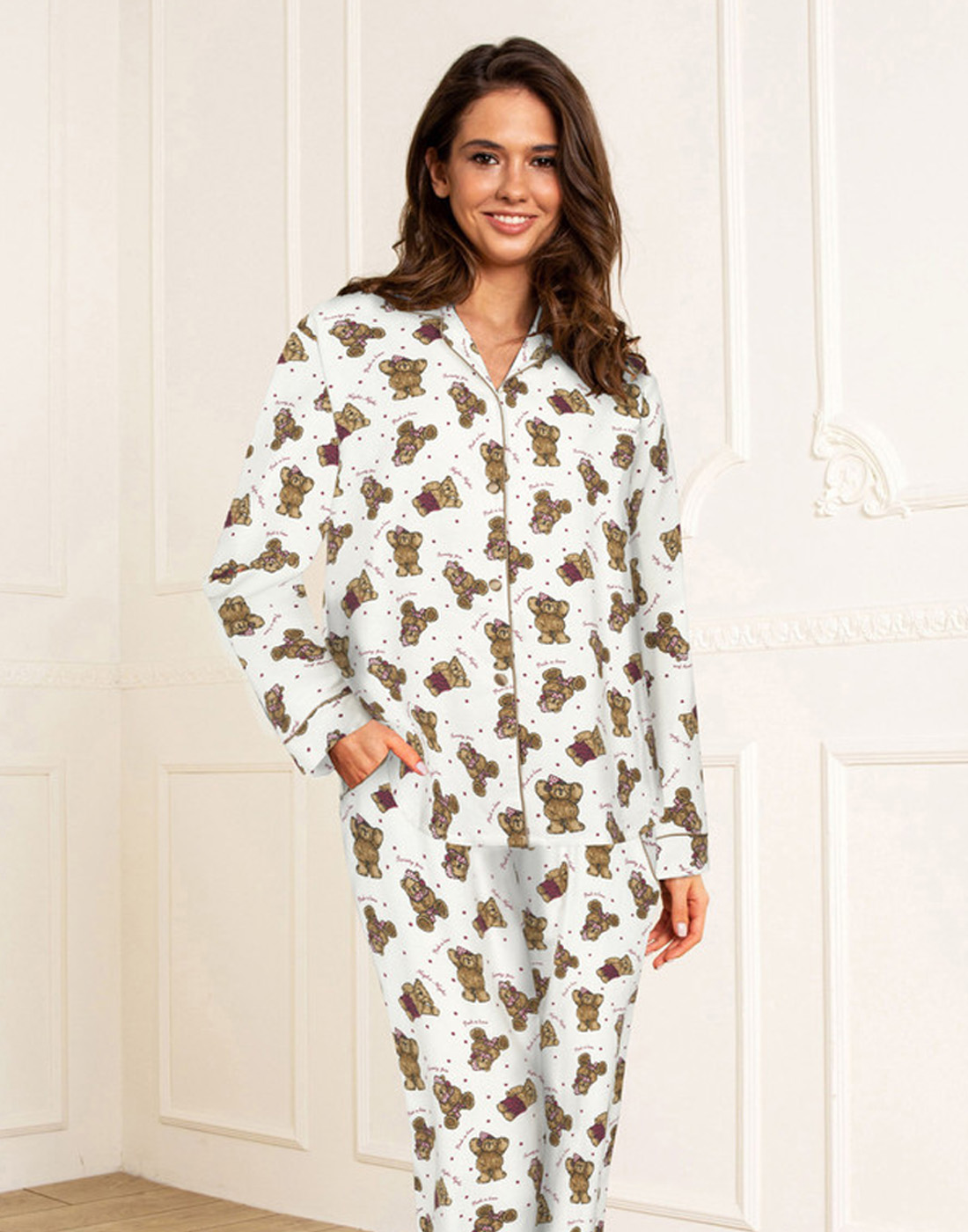 lady avenue flanell pysjamas teddybjørn