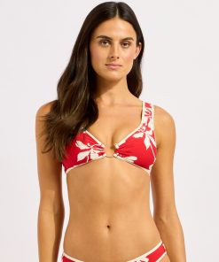 seafolly mayflower ring front bikinitopp rød