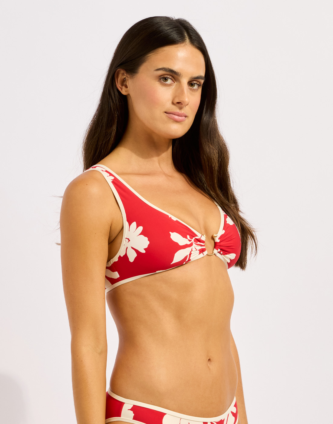 seafolly mayflower ring front bikinitopp rød