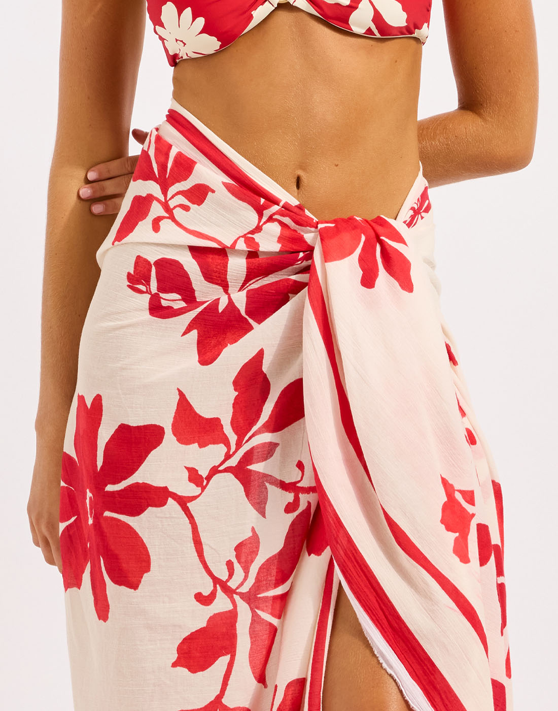 seafolly mayflower sarong rød hvit