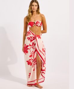 seafolly mayflower sarong rød hvit