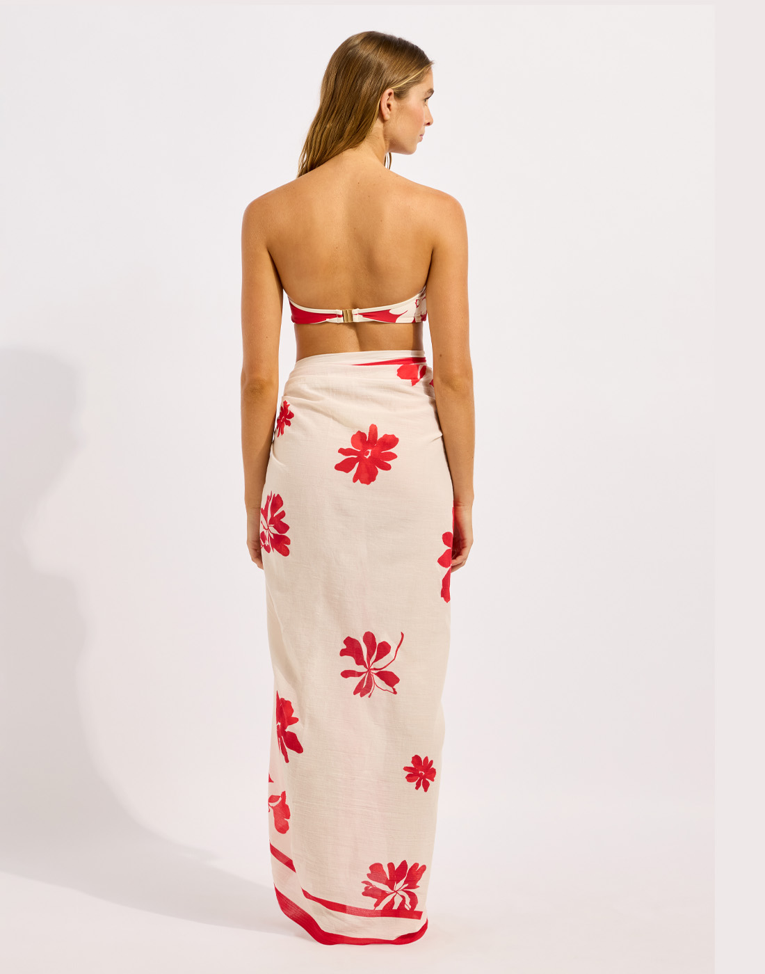 seafolly mayflower sarong rød hvit