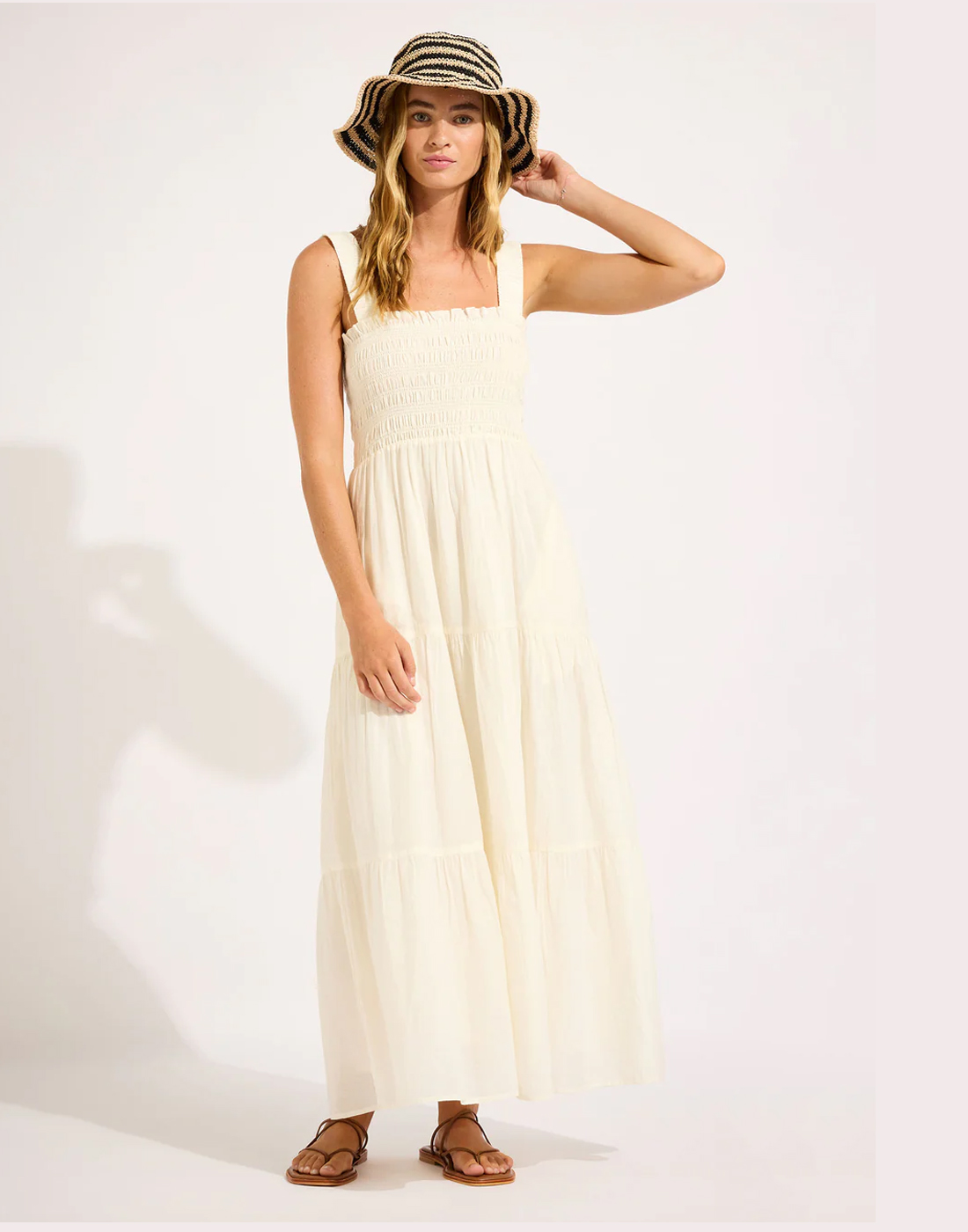 seafolly shadylady bucket hat natur black