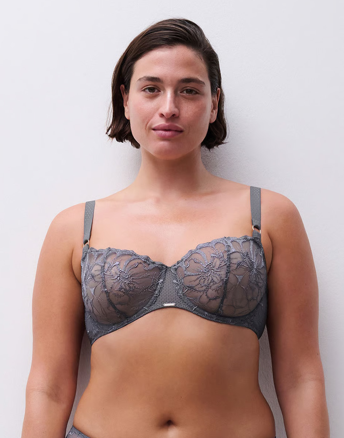 chantelle fleurs balconette bh grey