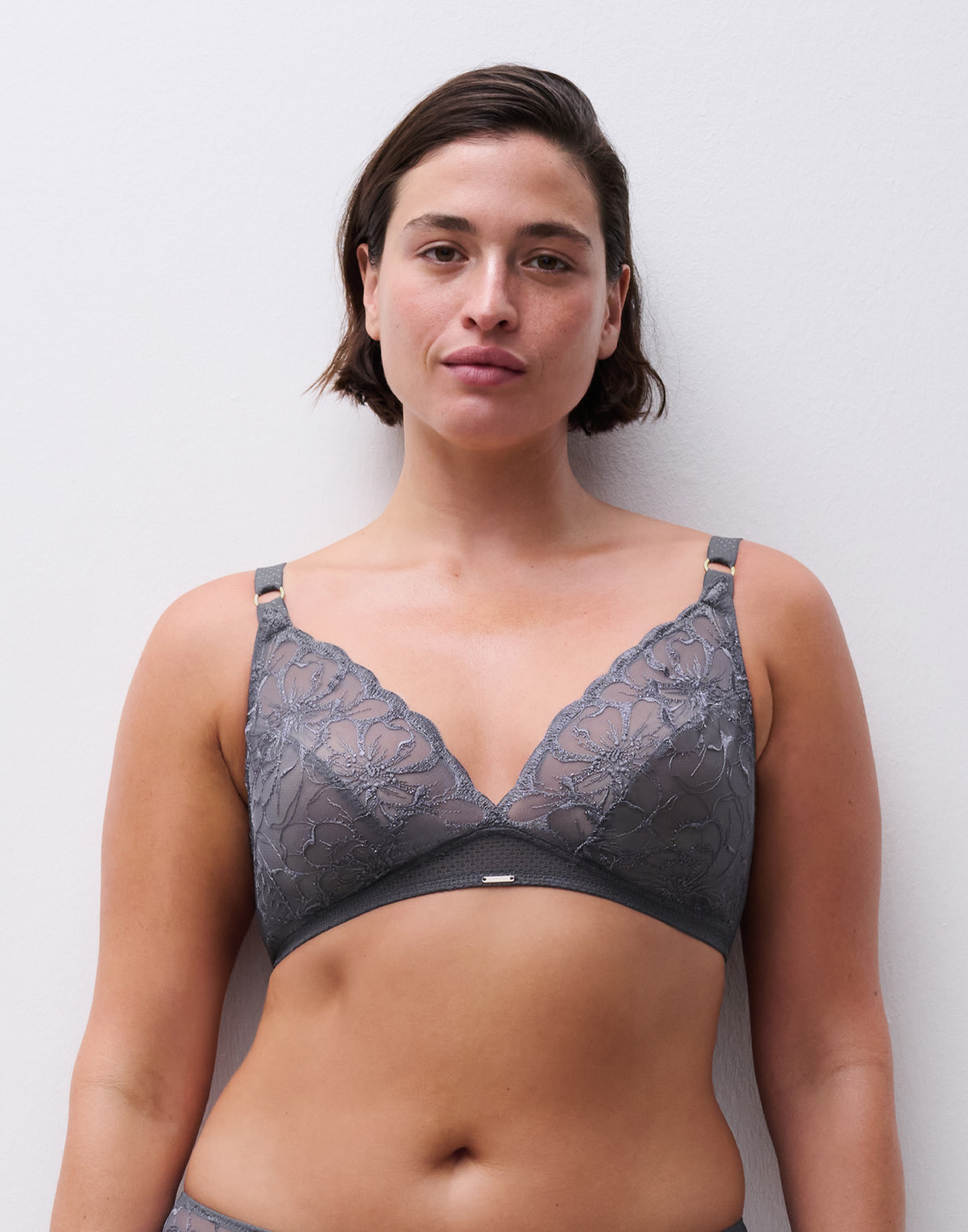 chantelle fleurs bralette bh grå