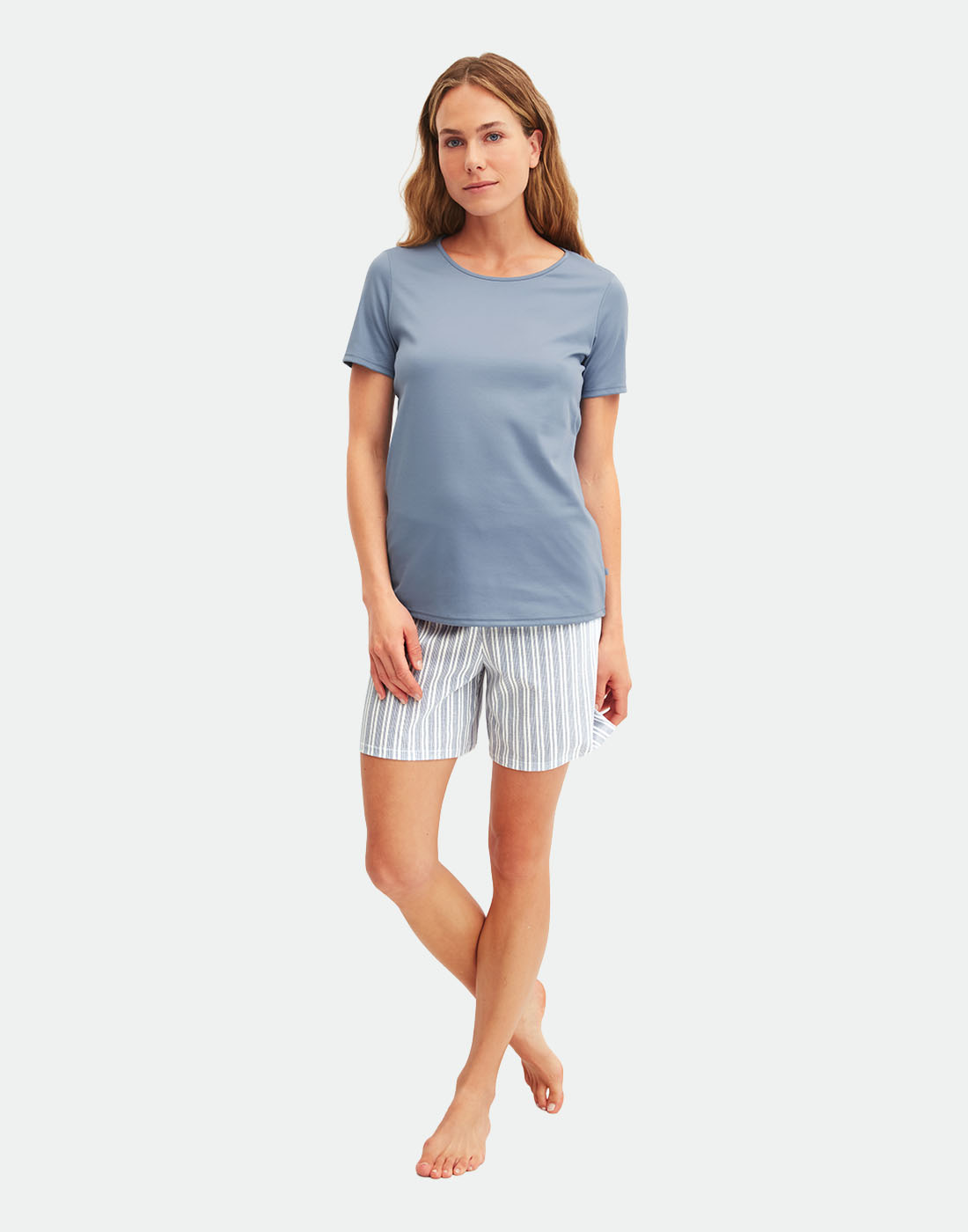 Calida striped dreams pysj med shorts aura blue