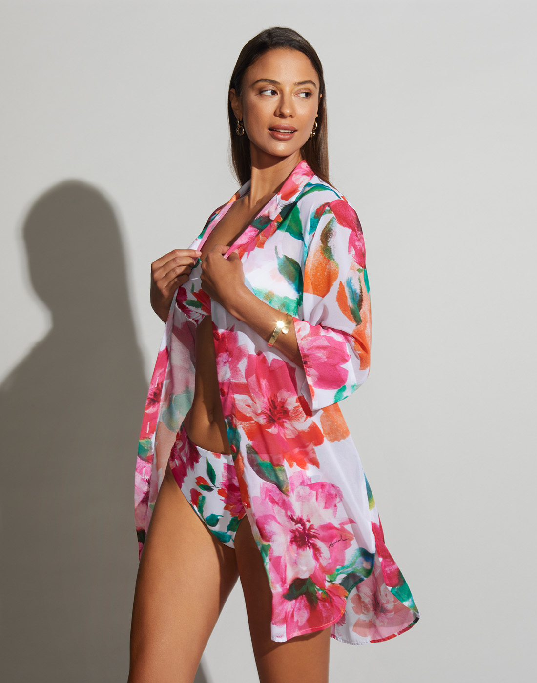 roidal strandskjorte pink flower