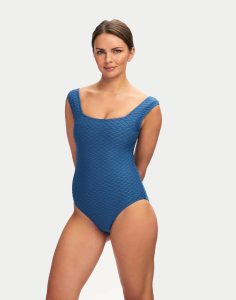 paula swordfish solid badedrakt linen blå