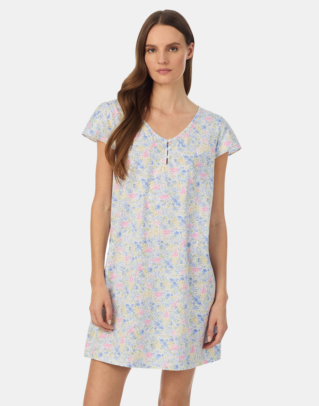 ralph lauren nattkjole blå blomstermønster