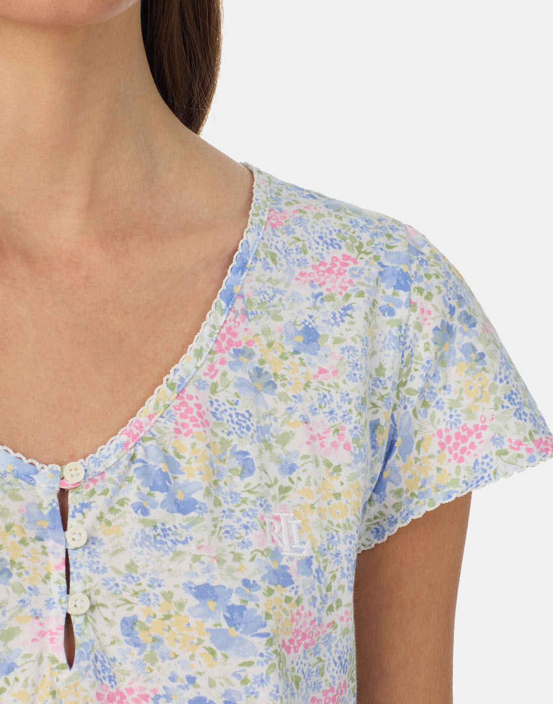 ralph lauren nattkjole blå blomstermønster