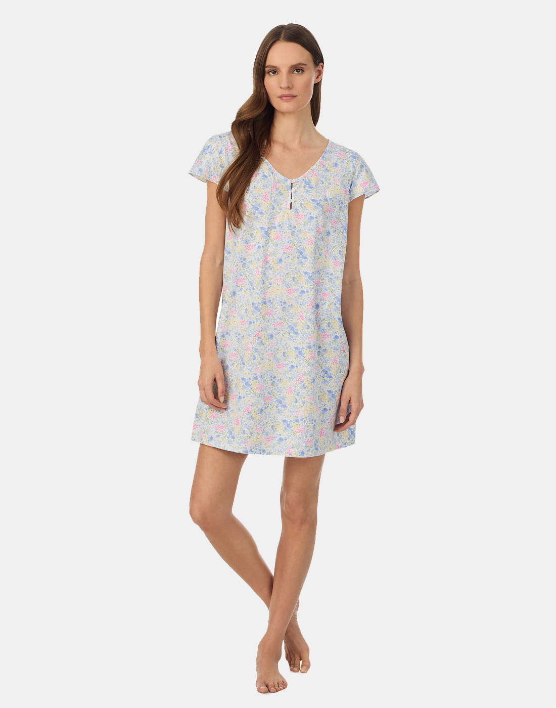 ralph lauren nattkjole blå blomstermønster