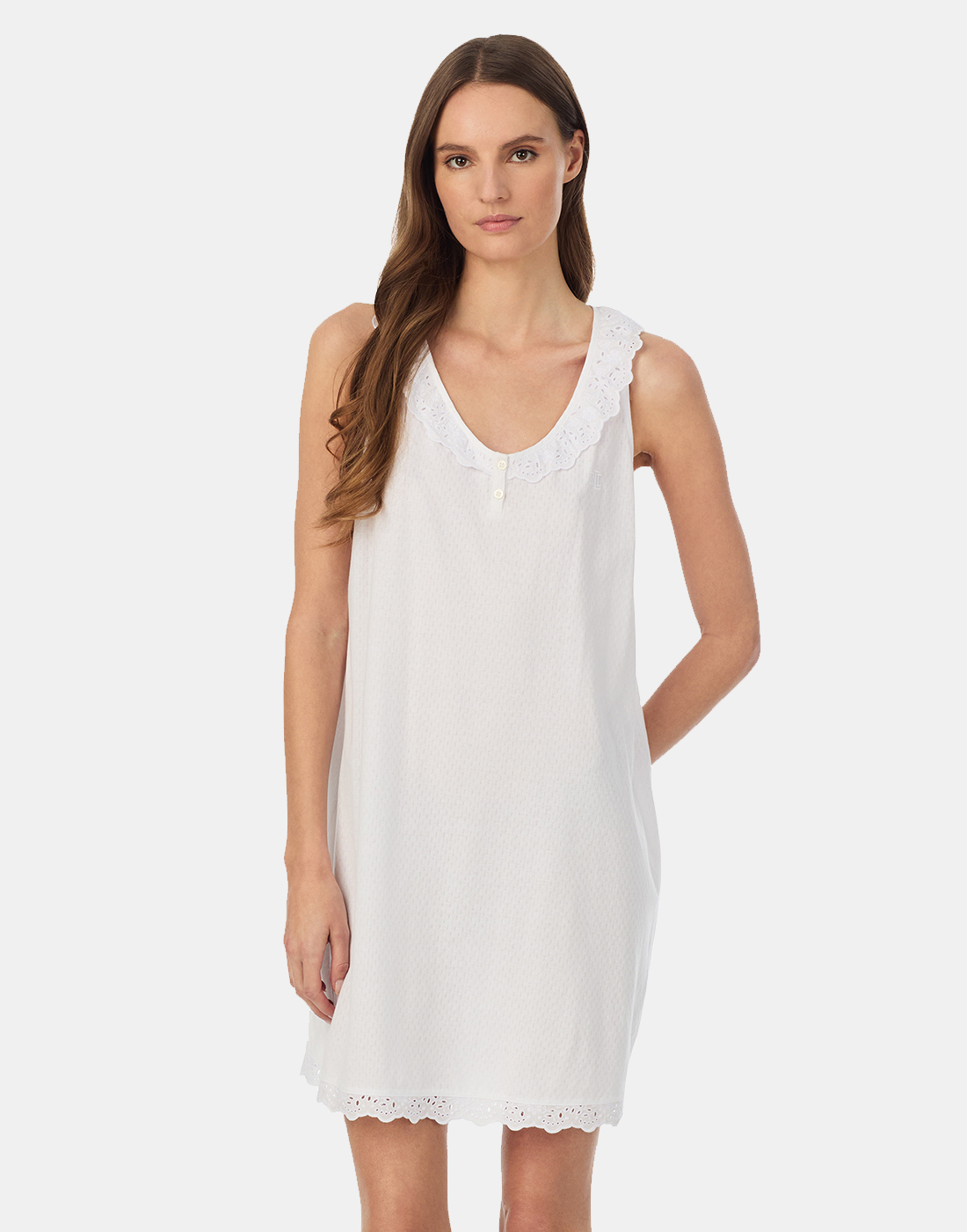 ralph lauren nattkjole hvit med blonder