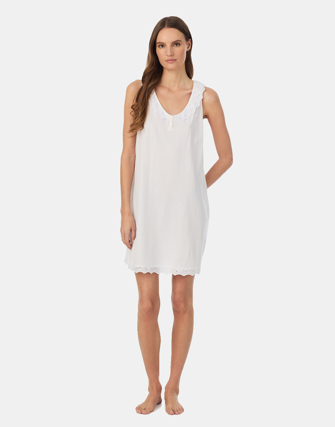 ralph lauren nattkjole hvit med blonder